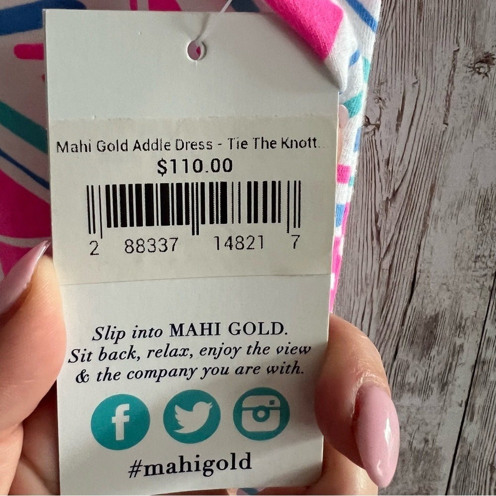 MAHI GOLD Pink and Blue Addie Dress New XS Cape Cod Preppy Nantucket - Picture 4 of 6